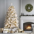 thumbnail image 3 of National Tree Company HGTV Home Collection 7.5 ft Pre-Lit Flocked Bavarian Pine Full Artificial Christmas Tree, 900 Clear Lights, 1,182 Tips, PowerConnect, Includes Stand, Green, 3 of 10