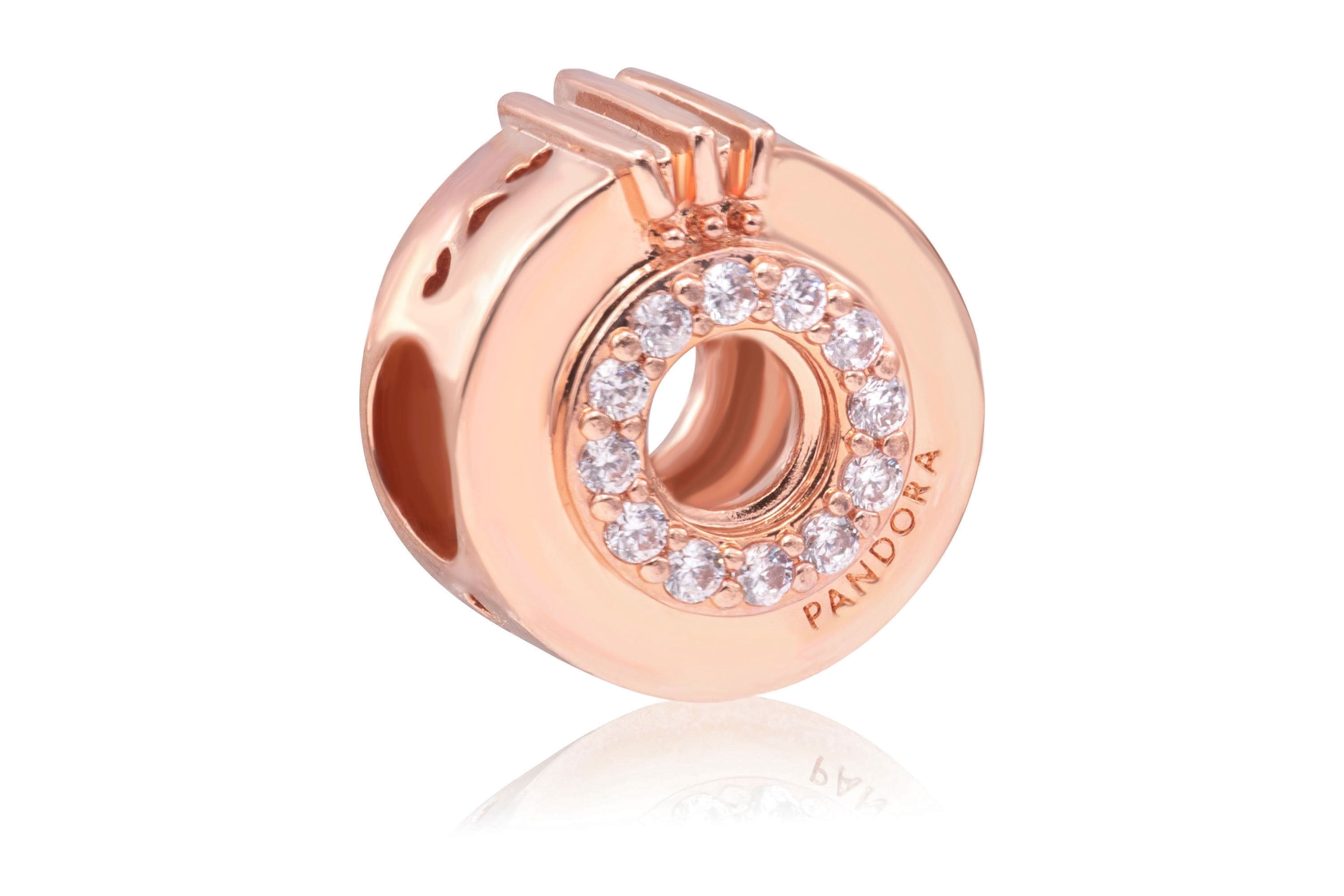 Pandora Rose Gold with Cubic Zirconia Open Center Crown O Charm