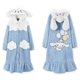 thumbnail image 2 of Women Sleepwear Winter Warm Pajamas Loose Long Sleeve Fleece Nightgowns Kawaii Cartoon Coral Fleece Hooded Thicken Night Dresses, 2 of 3