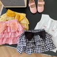 thumbnail image 6 of PINQI Party Sundress for Children Baby Girl Summer Thin Plaid Print with Bow Girls Ruffle Pleated Short Skirt Inside with Shorts, 6 of 7