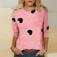thumbnail image 1 of SDNall Mode Femmes T-shirt Imprimé Mi-Longueur Manches 3/4 Blouse Col Rond Hauts Décontractés, 1 of 9