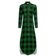 thumbnail image 6 of 2024 Vintage Plaid Chiffon Dress Cute Green Check Beach Dresses Women Long Sleeve Street Style V Neck Pattern Oversized Casual Dress, 6 of 7