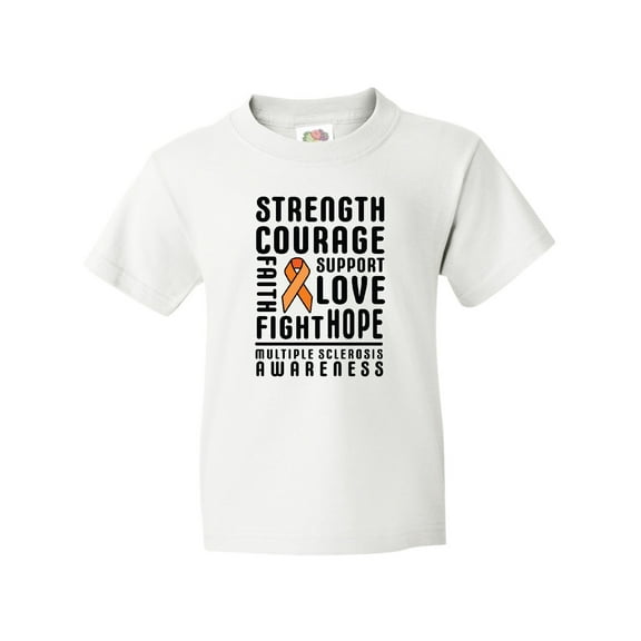 Inktastic Multiple Sclerosis Awareness Strength Courage and Support Youth T-Shirt