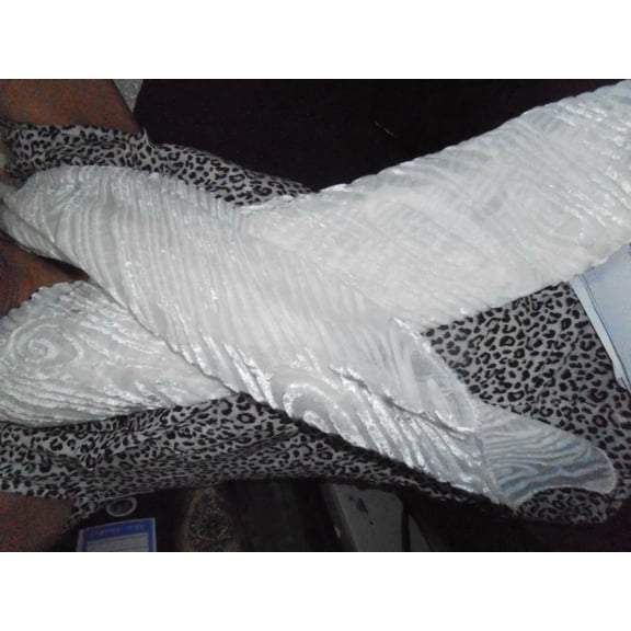 White Ivory Devore Polyester Viscose Burnout Velvet Scarf