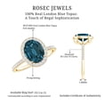 thumbnail image 5 of Rosec Jewels Ladies 2.5 CT Oval Cut London Blue Topaz Ring with Diamond Halo - December Birthstone Ring, 10K Yellow Gold, US 11.50, 5 of 8