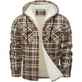 thumbnail image 6 of GrmtClth Mens Winter Jacket Plaid Fleece Sherpa Lined Hooded Insulated Jackets Coats Button Down Quilted Thermal Outerwear Big & Tall Outdoor Long Sleeve Jacket Khaki XXXL, 6 of 7