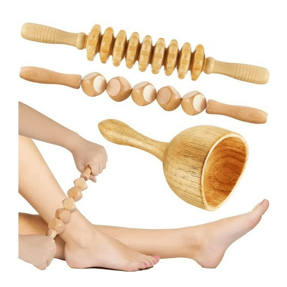Wood Therapy Massage Tools , 3 in 1 Maderoterapia kit, Lymphatic Drainage Massager , Cellulite Massager,Muscle Roller, Maderoterapia Colombiana ,Body Massage Roller,Gua Sha ,Body Sculpting Tools