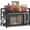 Black, variant on Extendable Microwave Oven Stand, Adjustable Microwave Rack Toaster Shelf, Heavy Duty Rack 2 Tier Kitchen Counter Top Organizer with 6 Hooks for Kitchen