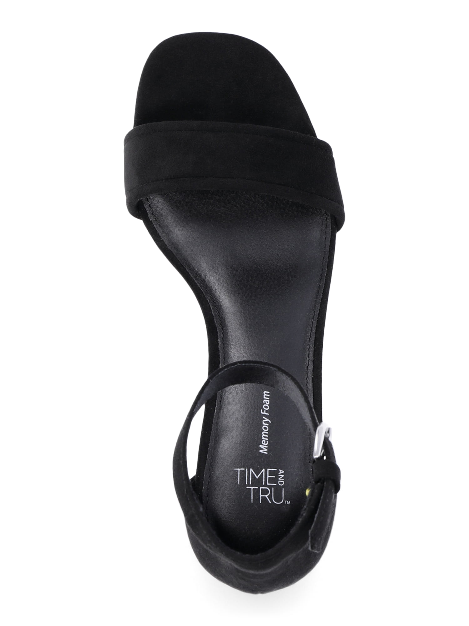 Time and Tru Women’s Open Toe Faux Suede Block Heel Sandals, Sizes 6-11