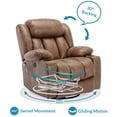 thumbnail image 4 of OUINCH 360° Swivel Glider Rocker Recliner with Massage, Heat, USB Ports & Cup Holders, Brown, 4 of 7