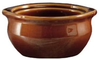 CAC OC-12-C Brown and Ivory 12 oz Bowl Onion Soup Crock Case 24 