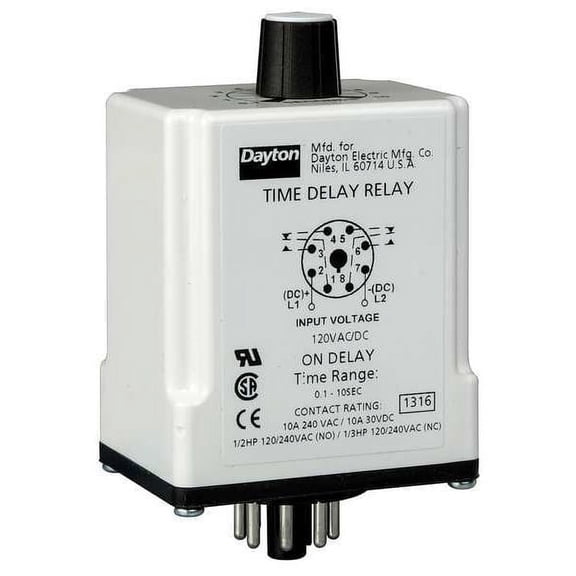 Dayton SinFunTimeDelayRelay, 240VAC, 8Pins 24EP01