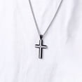 thumbnail image 3 of Metaljc Stainless Steel Cross Pendant  Necklace for Men, 24" Chain, Religious Jewelry Gift, 3 of 5