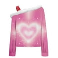 thumbnail image 4 of Craaazy Women's Valentine Day Long Sleeve Shirts Loose Off the Shoulder Suspender Tops Gifts, 4 of 7