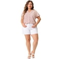 thumbnail image 3 of DARING DIVA Women's Plus Chiffon Short Sleeve Button Down Floral Top 4X Pink, 3 of 6