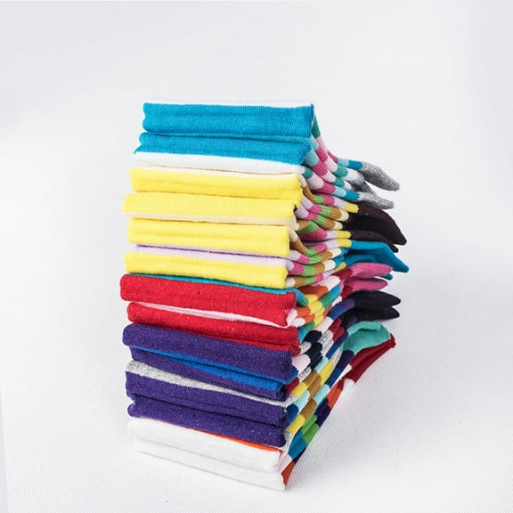 Women's Five Finger Socks Colorful Stripped Cotton 5 Toe Socks for Women (Blue-green)