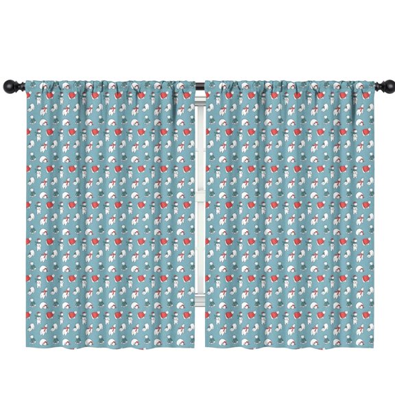 Blackout Kids Curtains,Light Blue Christmas Snowman Pattern Childrens Insulated Curtains Set Of 2,Bedroom Essentials,Toddler Room Decor 42"x63"