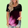 thumbnail image 1 of Pntutb Moda Mujer O-cuello Impresión Casual Suelto Encaje Manga Corta Camiseta tops Pntutb Pntutb-6400, 1 of 5