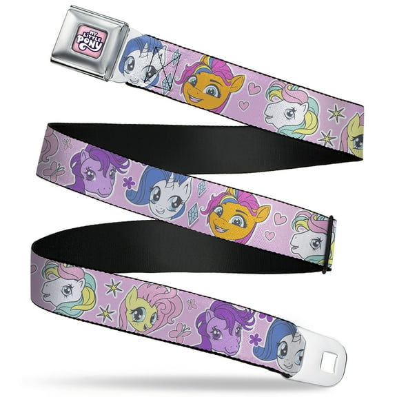 My Little Pony Belt, Seatbelt Buckle Belt, My Little Pony Generations Pony Faces and Cutie Marks Pink, 30 to 44 Inches