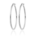 thumbnail image 3 of 14K Solid White Gold 2mm Round Tube Large Hoop Earrings, 3 of 10