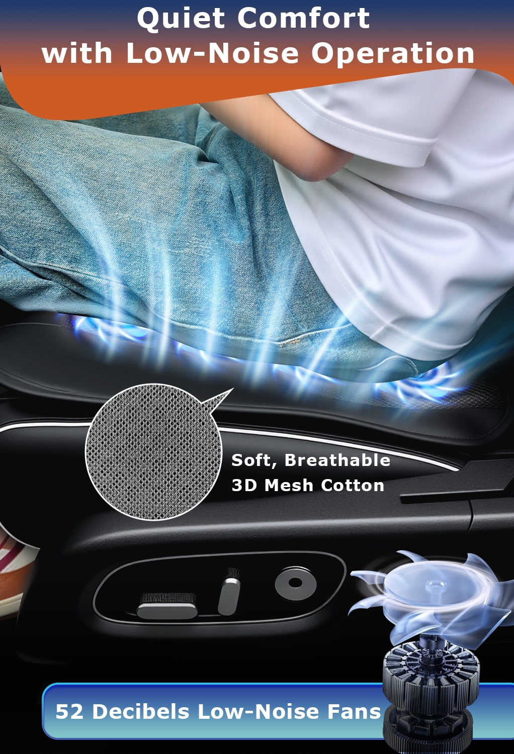 8-Fan Cooling Car Seat Cover–Ventilated Cushion for Cars, SUVs & Trucks, Universal Fit, 12V Ideal for Daily Commutes & Road Trips (No Headrest Cover)