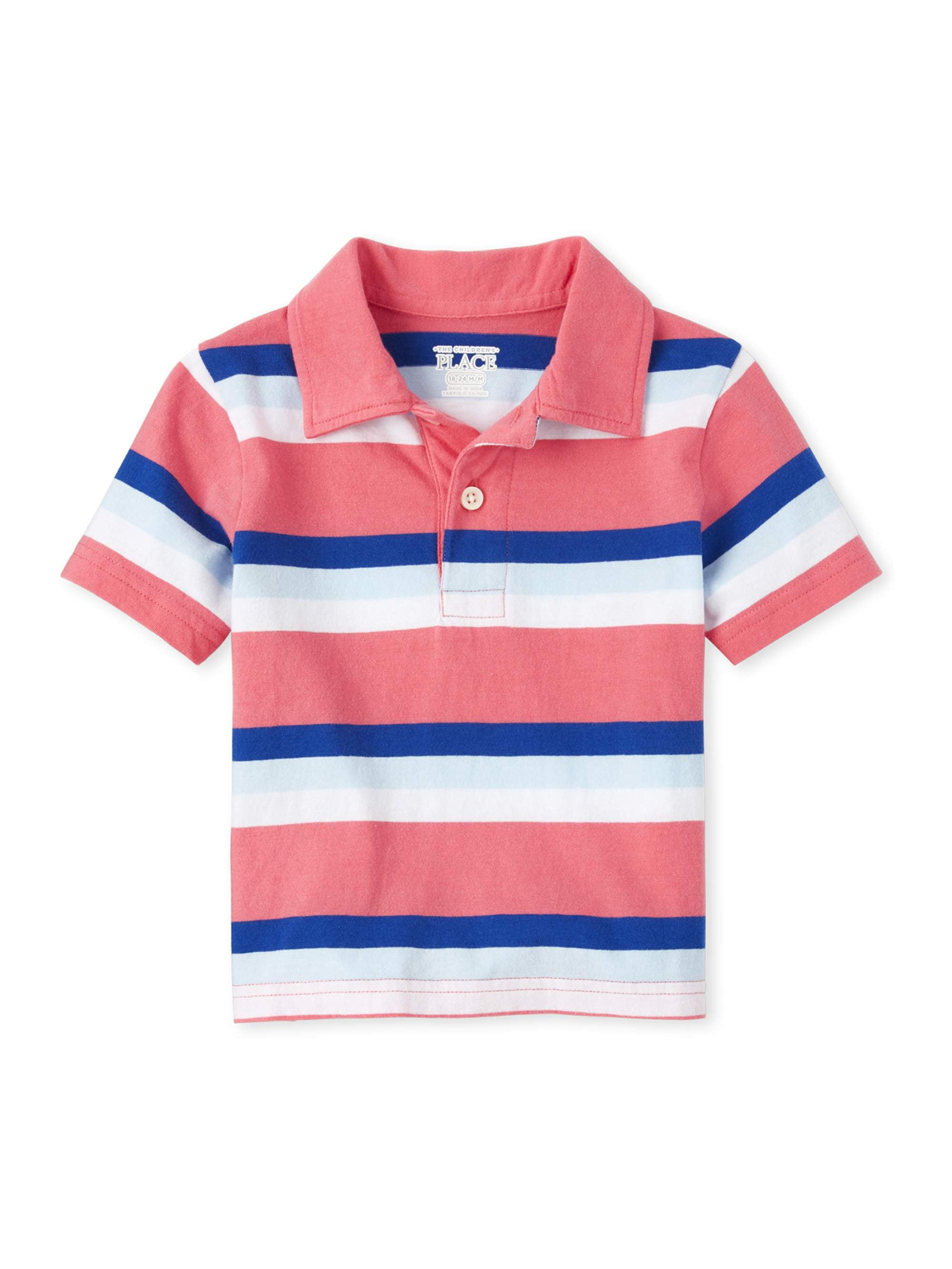5T NEW CHILDREN'S PLACE BOYS BLUE & RED STRIPED SHORT SLEEVE POLO SHIRT 4T 