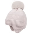 thumbnail image 3 of CPNG Knitted Baby Hat Winter Warm Boys Girls Colorful Pattern Pom Pom Ski Cap Beanie with Ear Flaps Fleece Lining Toddler Kids Hats with Pompom, 3 of 6
