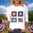 thumbnail image 2 of Yeaiivve 3/4 Length Sleeve Womens Tops 2026 Summer Fashion Patriotic T-Shirts Red White and Blue Crewneck Causal Graphic Tee Plus Size Tunic Tops White,L, 2 of 6