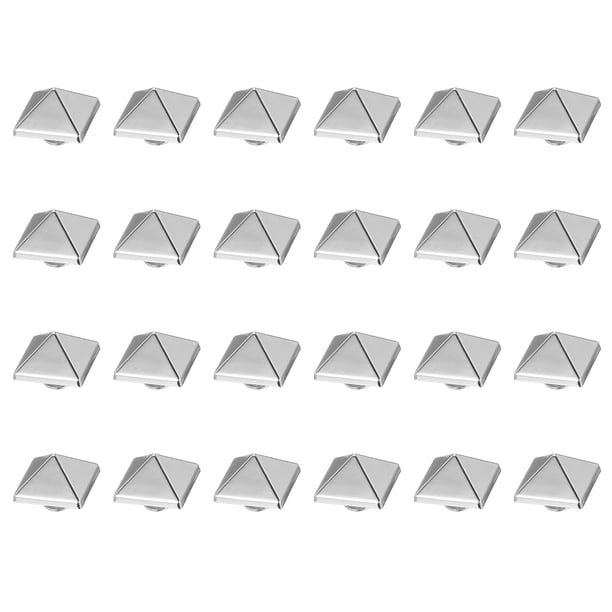 Uxcell 24 Pcs Square Spike Studs Rivets 18mm Metal Leather Rivets, Silver