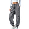 thumbnail image 2 of Mifsaly Womens Jogger Sweatpants Baggy High Waisted Lounge Pants Casual Drawstring Elastic Waist Loose Fit Athletic Joggers with Pockets Dark Gray,XL, 2 of 7