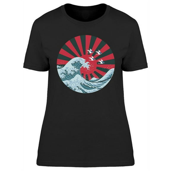 Japanese Wave Graphic T-Shirt Women -Image by Shutterstock, Female XX-Large
