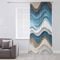 thumbnail image 3 of Blue Beige Ombre Semi Sheer Curtains Drapes for Living Room, Bedroom, French Doors Window 54 Inches Long, Moire Geometric Abstract Modern Rod Pocket Chiffon Curtain Drapery Voile Draperies Panel, 3 of 6