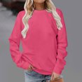 thumbnail image 3 of Feimerou Womens Sweatshirts Plus Size Round Neck Long Sleeve Shirts for Women Solid Color Loose Comfort Basic Spring Pullover Tops, 3 of 6