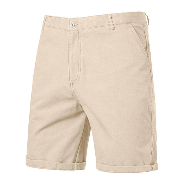 Pantalones Cortos para Hombre Cintura Elástica con Bolsillos, Color Sólido Casual Cintura Suelta Botón para la Playa, Al Aire Libre Y el Uso Diario