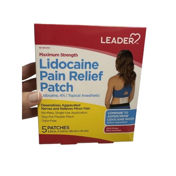 LEADER Maximum Strength Lidocaine Pain Relief Patch 4%