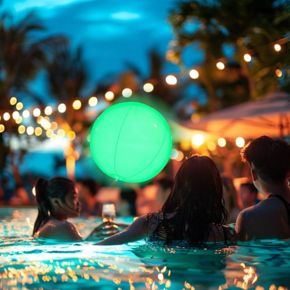 30/40cm Light Up Beach Balls, Glow in The Dark Balls with Pool Toys, Gas Emitting Light Bulb LED Light, RGB Color Changing Floating Pool Light, Shower and Play Light Decorative Light Water Float Light