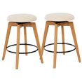 thumbnail image 6 of Joyyskill Swivel Barstools Set of 2, Backless Wooden Counter Height Barstools with Upholstered & Metal Footrest, Dark Oak/Beige, 6 of 7