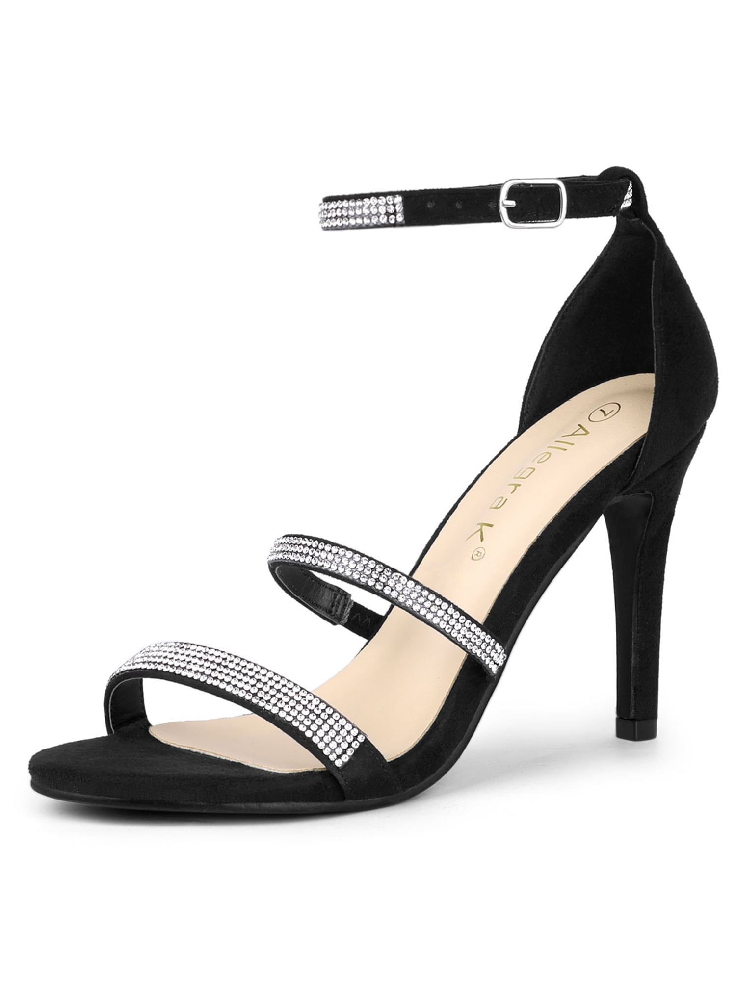 Allegra K Women's Rhinestone Ankle Strap Heel Sandals - Walmart.com