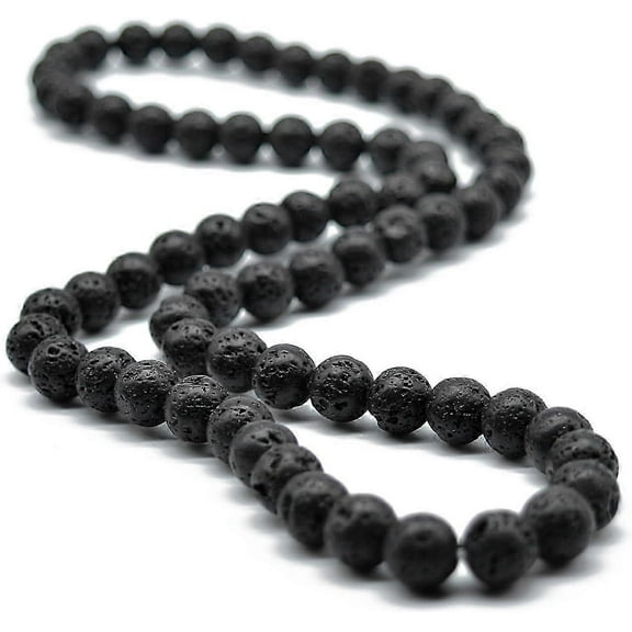 8MM Natural Tiger Eye Lava Stone Beaded Choker Necklace Genuine Gemstone Anxiety Stretch Necklace For Men