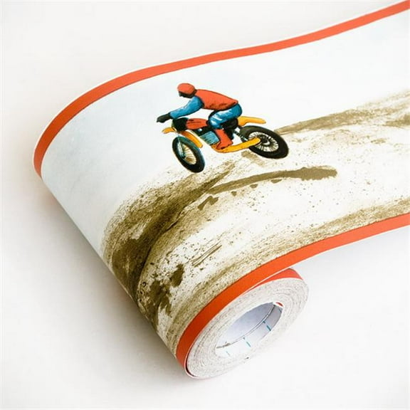 Motor Rally - Self-Adhesive Wallpaper Borders Home Decor Roll Multicolor