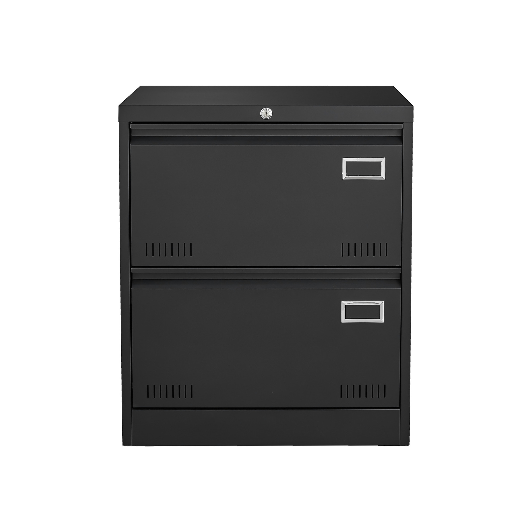 Noble House 2 Drawer Lateral File Cabinet with Lock, Metal Office Storage for Legal/Letter/A4, Black