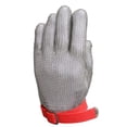 thumbnail image 1 of Gray 304L Stainless Steel & Elastic Thread Grade 5 Cut-Resistant Glove with Red Button, 5-Finger Design, Size M, 26x13.5cm, 235g - Ideal for High-Risk Work & Food Preparation Safety Protection, 1 of 5
