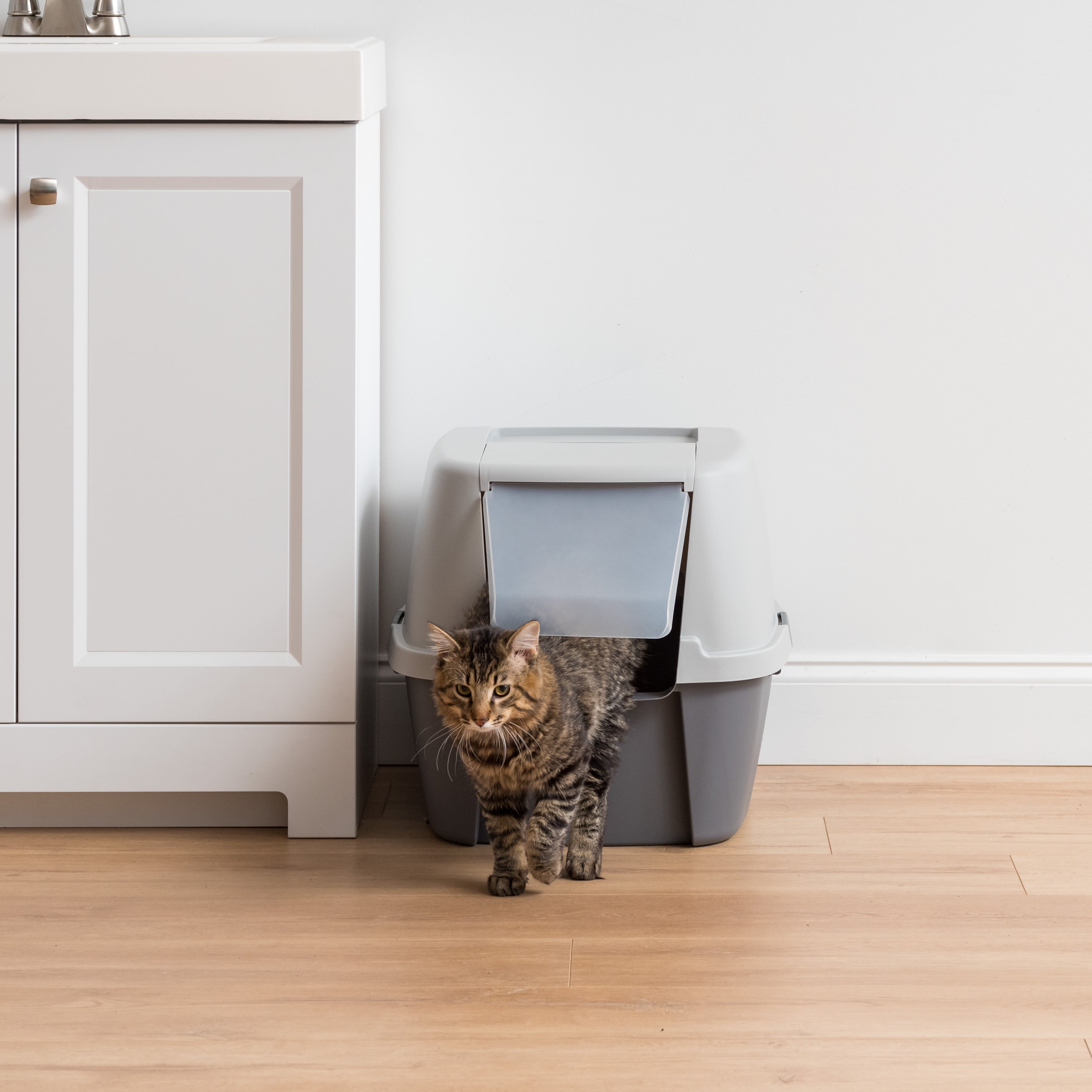 IRIS Jumbo Hooded Cat Litter Box with Litter Scoop, Gray