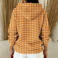 thumbnail image 5 of Women's Fashion Casual Plaid Print Pullover Long-Sleeve Hooded Sweatshirt, Trendy Fall Winter Fashion with Soft Fabric and Comfortable Fit for Casual Outings,Orange,M, 5 of 5