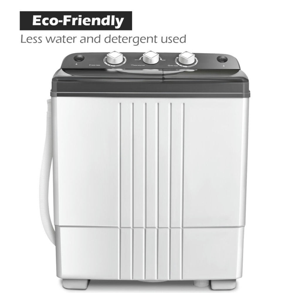 Canddidliike Washing Machine with 260W Washing Power and 140W Spinner Power, 20 lbs Portable Semi-Automatic Twin-tub Washing Machine, Washing Machine for Indoor as Home, Gray