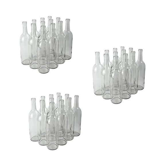 - 750 ml Clear Glass Wine Bottles (Pack of 36) | W5 Claret/Bordeaux Bottles | Flint Flat-Bottomed Cork Top for Wine Making | 3 Cases of 12 - NO CORKS INCLUDED
