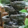 thumbnail image 5 of 9x5x14" Indoor Gray Stone-Look Water Fountain, 7-tier Polyresin Cascading Rock Tabletop Fountain with LED Light, 5 of 5