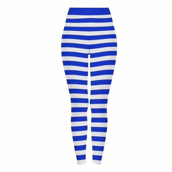 Qingpeng Halloween Striped Print High Waist Leggings for Women Stretchy Fitness Running Workout Sports Casual Pants