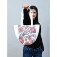 thumbnail image 7 of Adyan Handmade Full Grain Soft Leather Floral Printed Shoulder Tote Bag for Women (White), 7 of 7