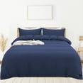 thumbnail image 1 of PiccoCasa 3 Pieces Microfiber Soft Breathable Duvet Cover Set Navy Blue King, 1 of 7